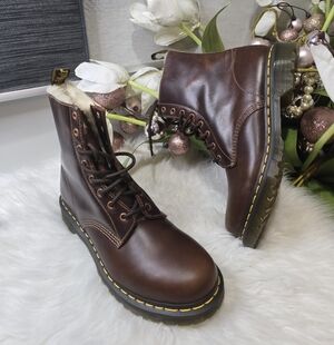 Dr Martens 1460 Women's Faux Fur Lined Lace Up Boots Butterscotch size11 New